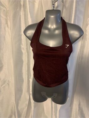 Gymshark Maroon Scoop Neck Crop Tank halter